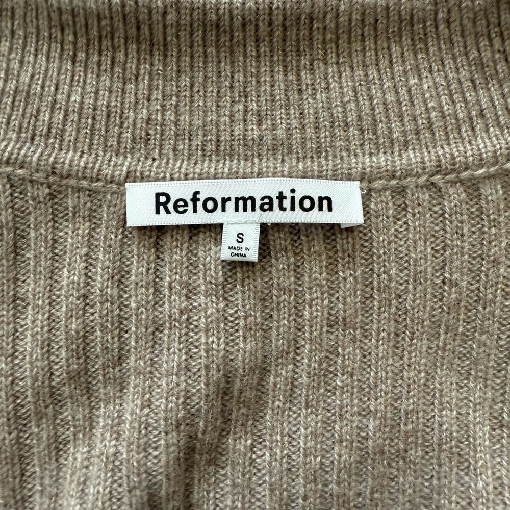 Reformation Fantino Cashmere Collared Cardigan, Oatmeal, S - Picture 7 of 9
